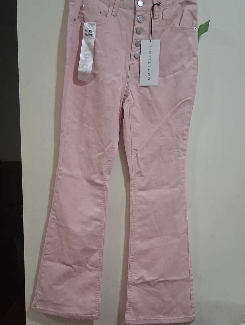 Nwt Tinseltown Women's Dusty Pink High-Rise Flare Jeans Size 5